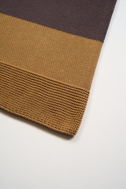 NIGEL CABOURN WOMENS MAINLINE BORDER KNIT POLO - BROWN