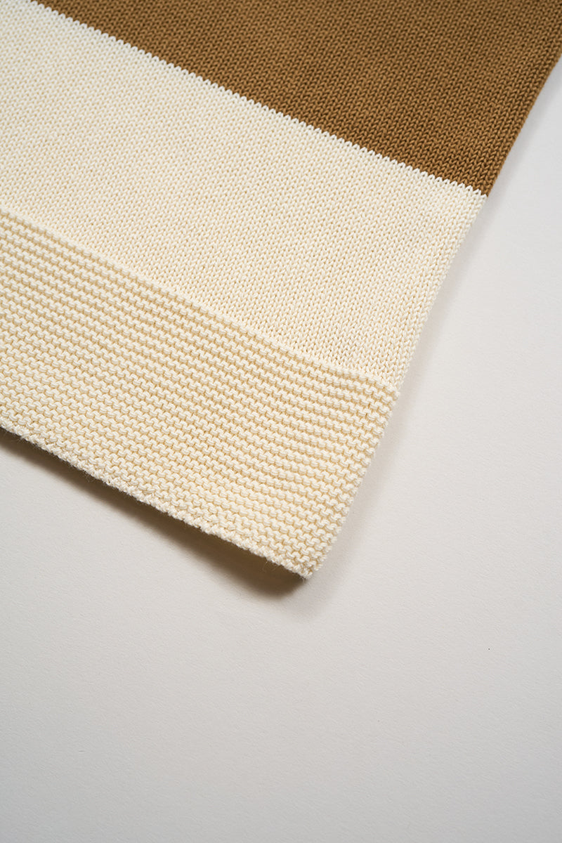 NIGEL CABOURN WOMENS MAINLINE BORDER KNIT POLO - IVORY