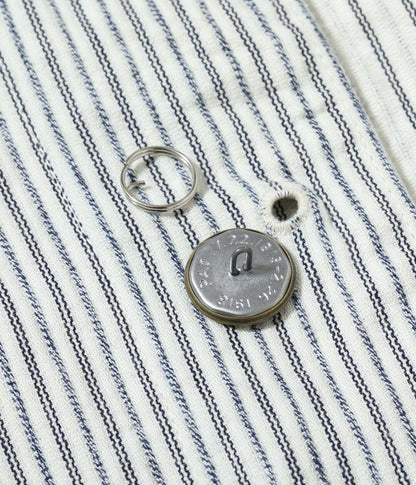 SUGAR CANE 'FICTION ROMANCE' 8oz. INDIGO STRIPE WORK COAT - OFF WHITE