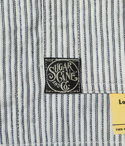 SUGAR CANE 'FICTION ROMANCE' 8oz. INDIGO STRIPE WORK COAT - OFF WHITE