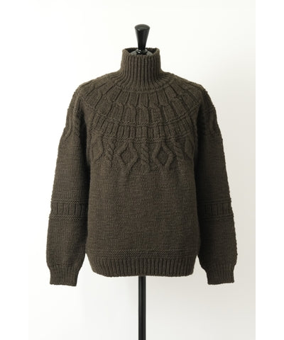 BATONER SPREAD ARAN TURTLE NECK - OLIVE