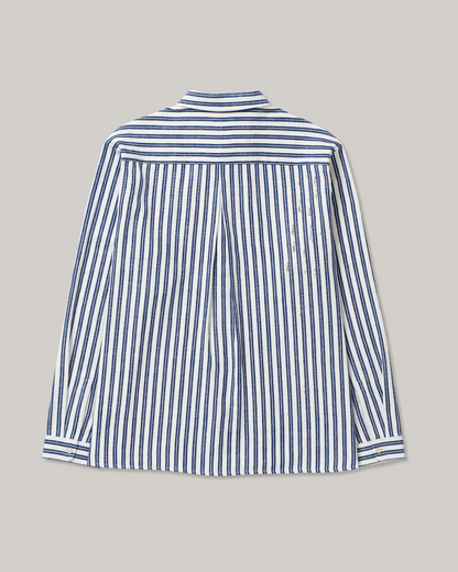 11.11 COTTON STRIPED LOVERS SHIRT - ECRU/ MEDIUM INDIGO