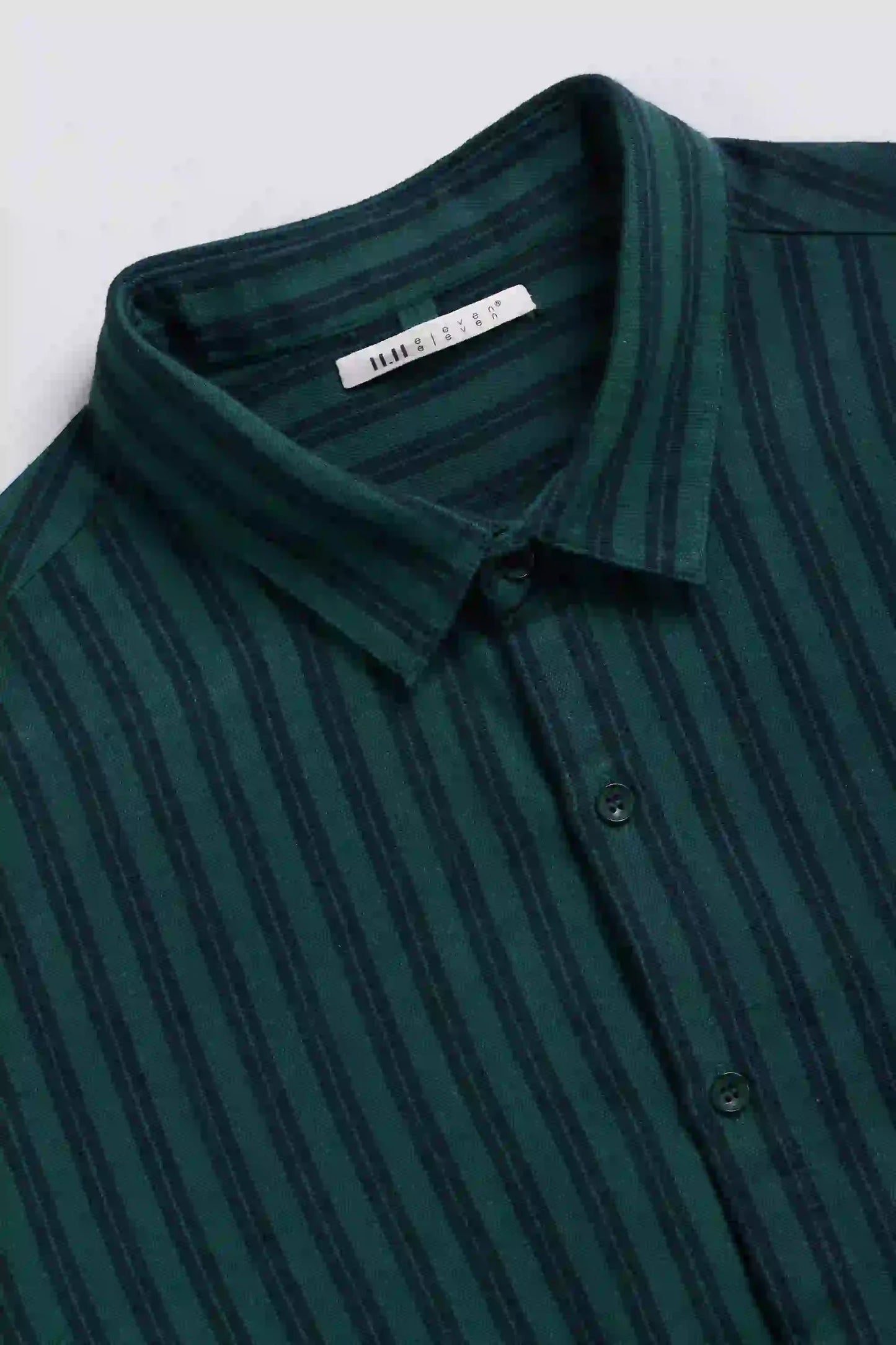 11.11 LOVERS STRIPED SHIRT - BOTTLE GREEN