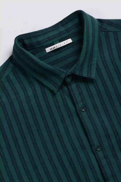 11.11 LOVERS STRIPED SHIRT - BOTTLE GREEN