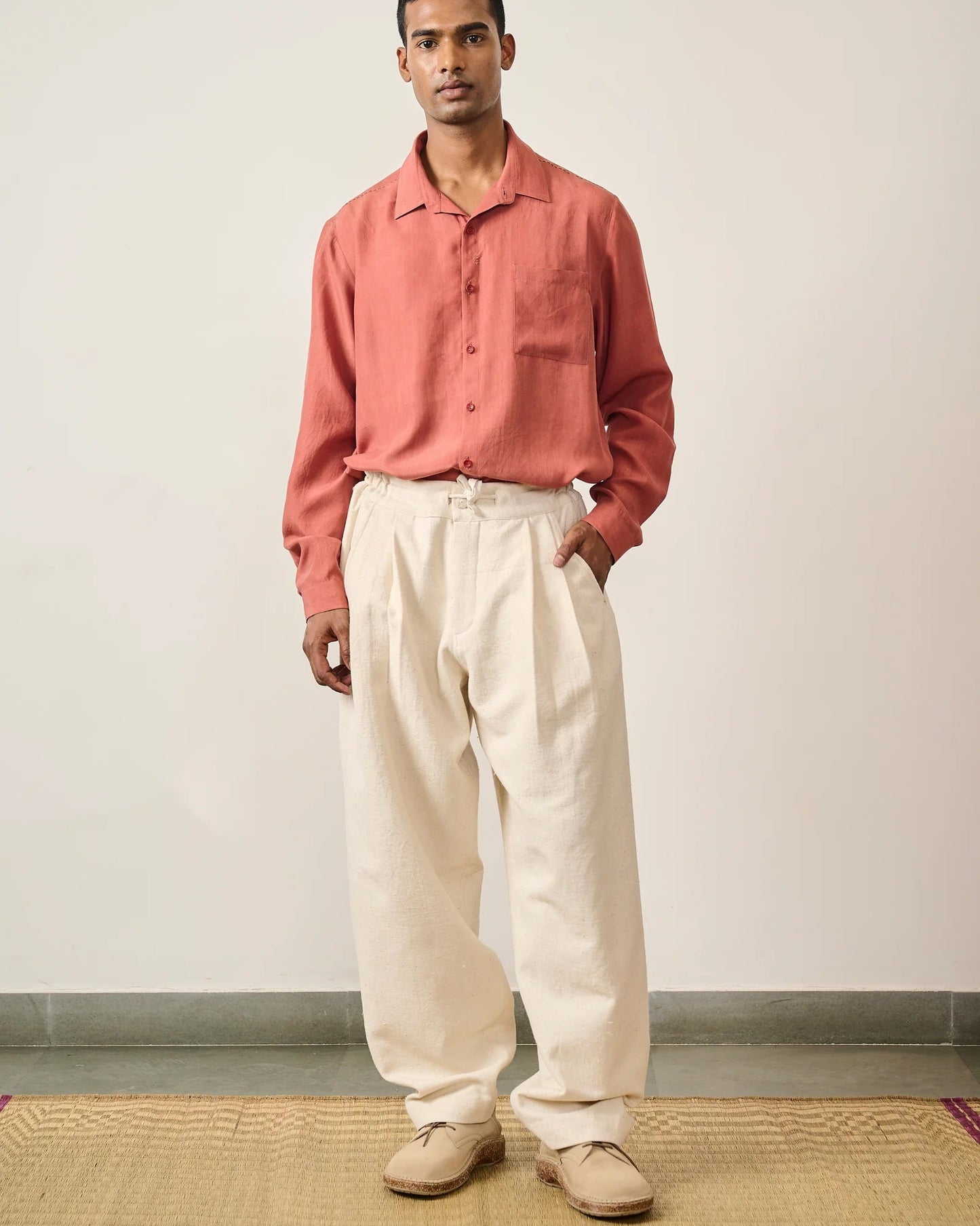 11.11 ORGANIC COTTON WIDE LEG TROUSER - ECRU