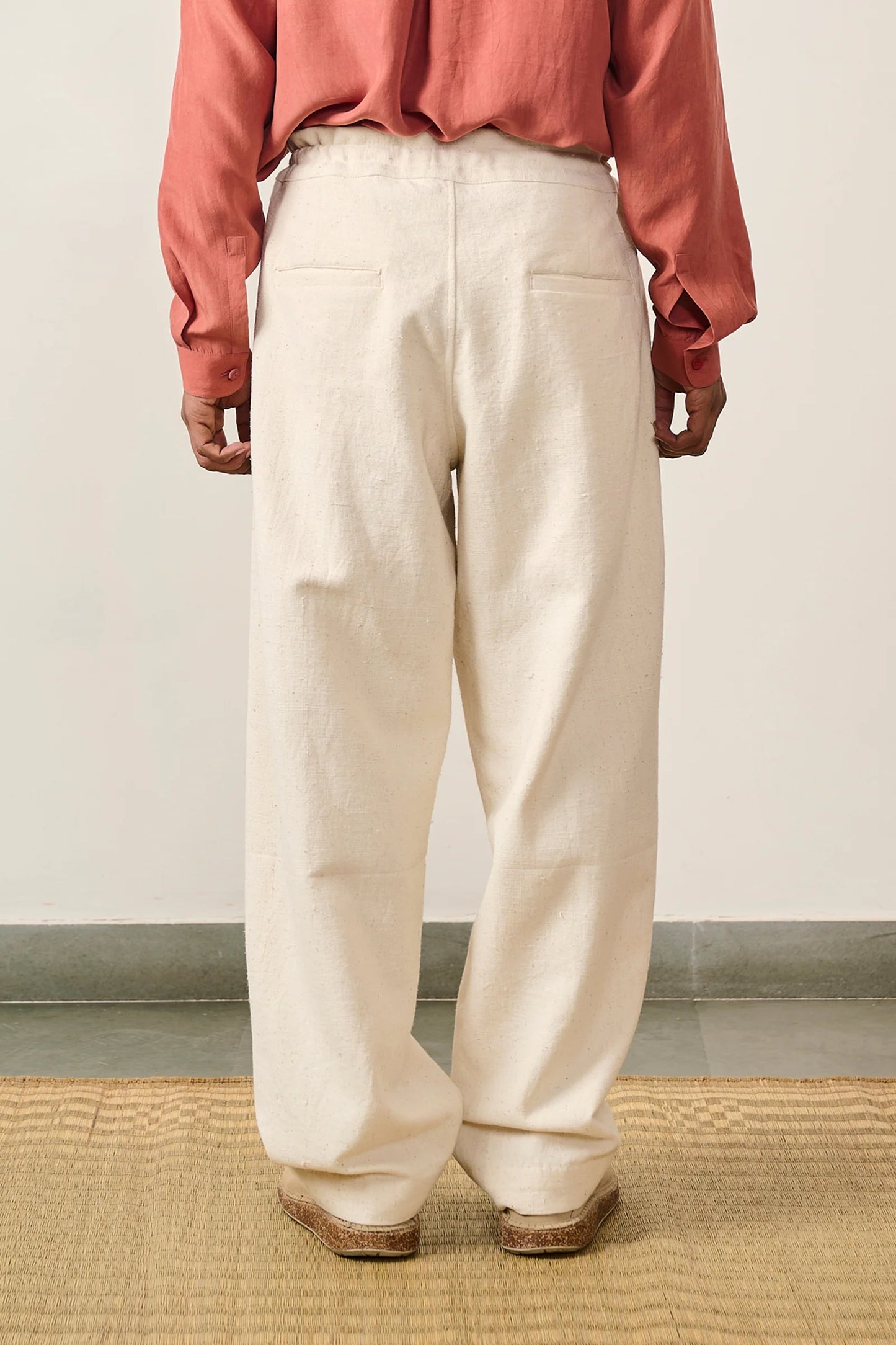 11.11 ORGANIC COTTON WIDE LEG TROUSER - ECRU