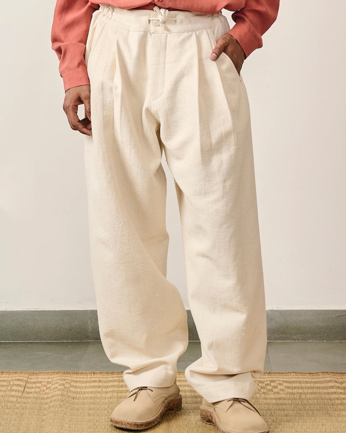 11.11 ORGANIC COTTON WIDE LEG TROUSER - ECRU