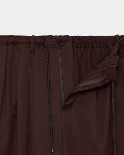 MARKAWARE  WOOL GABARDINE TRIPLE PLEATED EASY TROUSERS - OLIVE DRAB