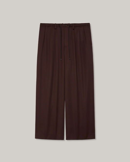 MARKAWARE  WOOL GABARDINE TRIPLE PLEATED EASY TROUSERS - OLIVE DRAB