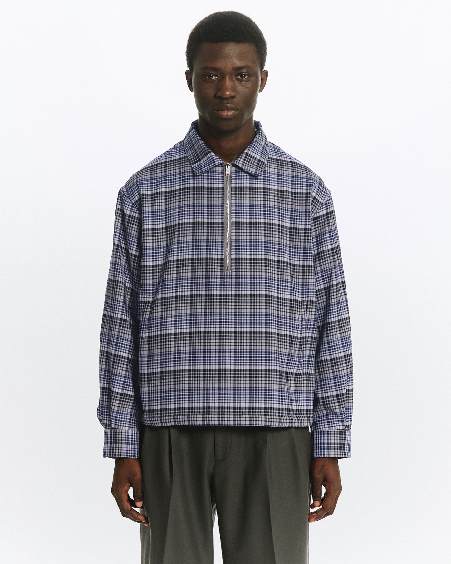 MARKAWARE HALF ZIP SERVICE JACKET - PURPLE CHECK