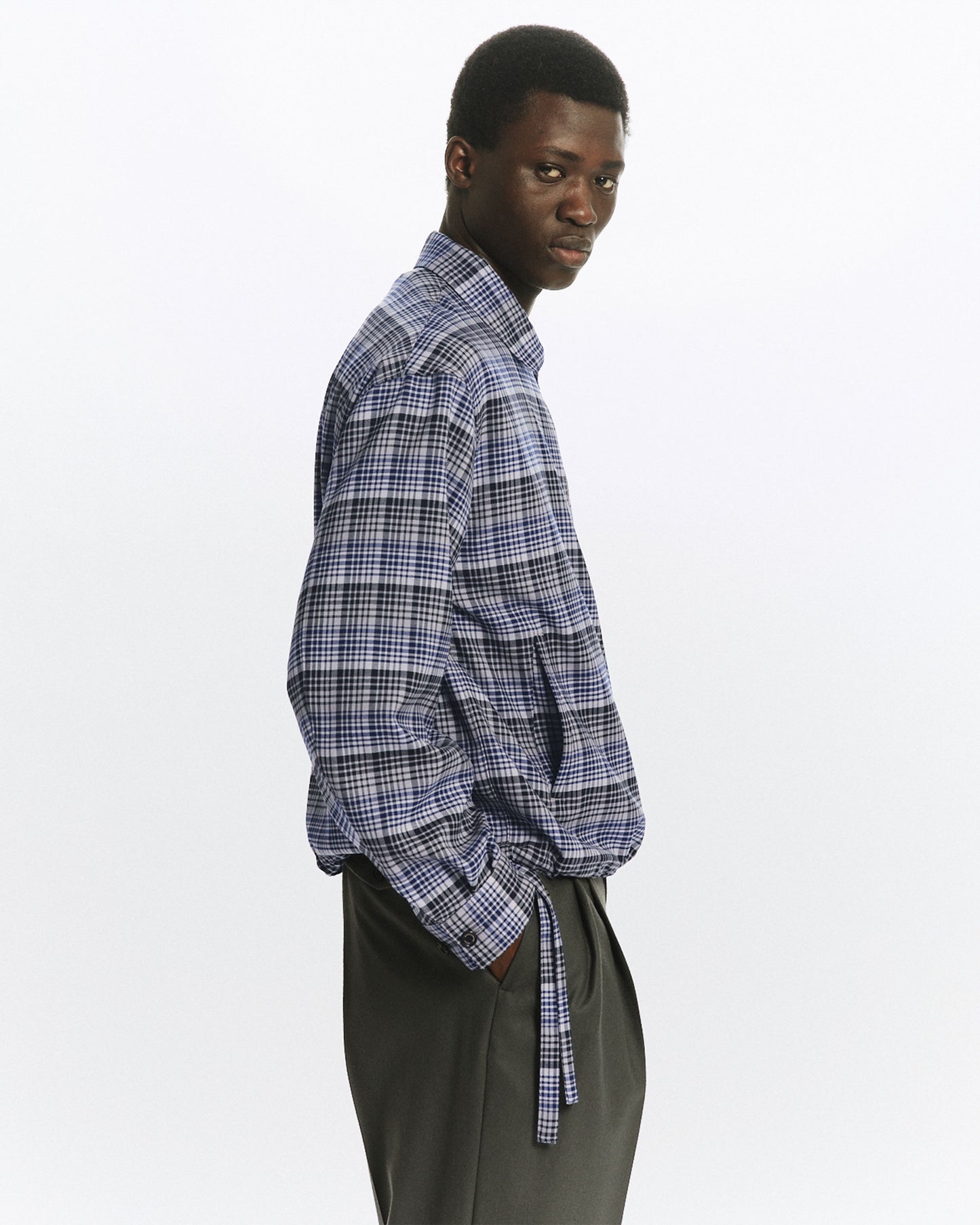 MARKAWARE HALF ZIP SERVICE JACKET - PURPLE CHECK