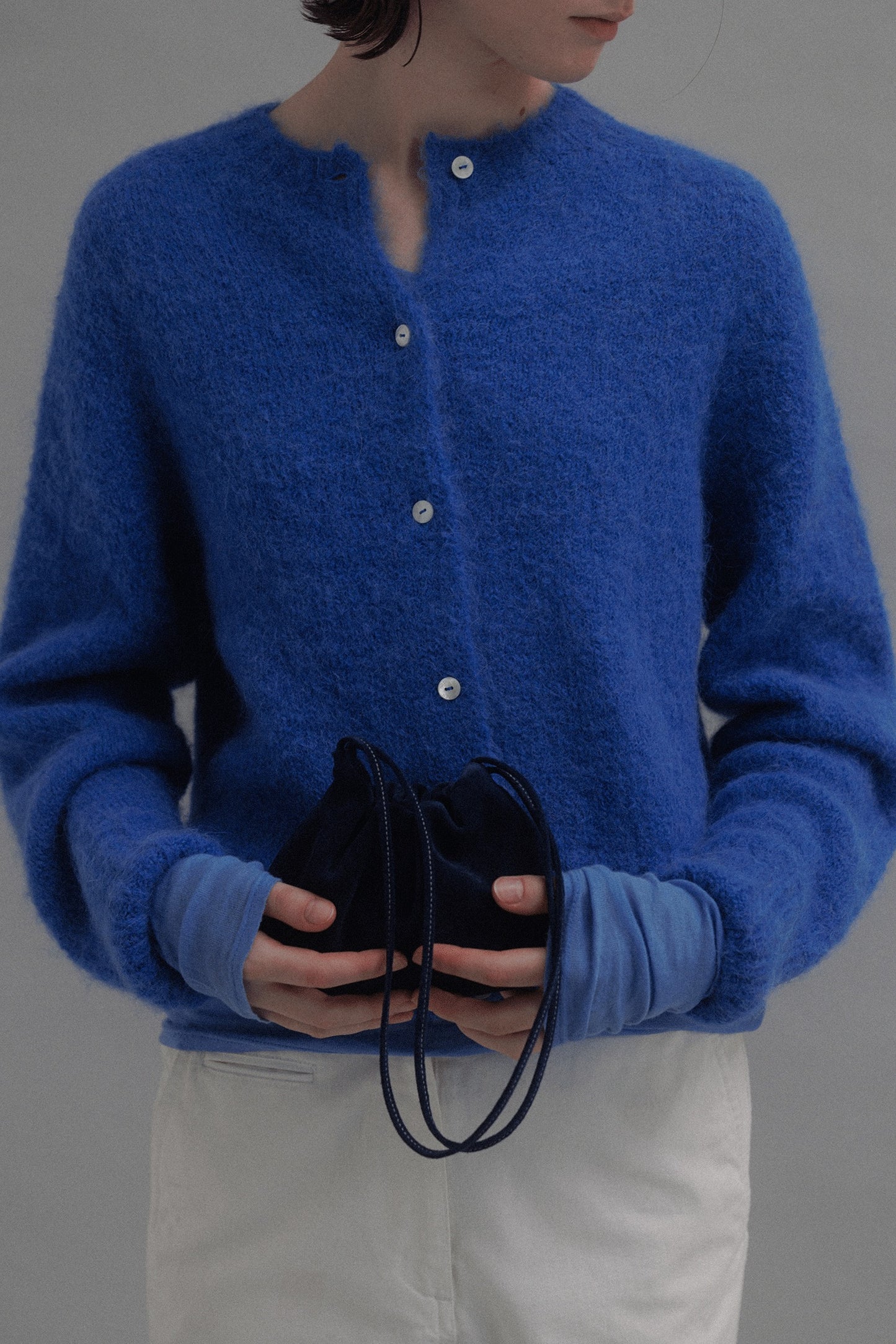 NOTHING WRITTEN ALPACA KNIT CARDIGAN - PACIFIC BLUE