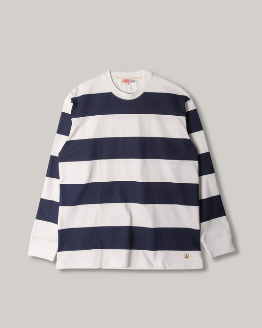 ARMOR LUX WIDE STRIPE LS TEE - MILK/ MARINE DEEP