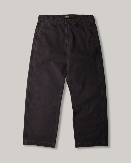 SUGARCANE COTTON DUCK WIDE TROUSERS - BLACK