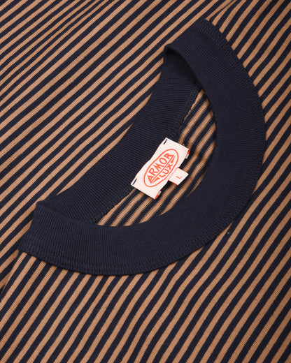 ARMOR LUX HERITAGE STRIPED T-SHIRT - MARINE DEEP/ CAMEL