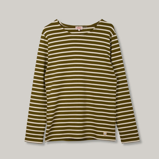 ARMOR LUX LADIES HERITAGE BRETON SHIRT L/S - FIR GREEN/ NATURE