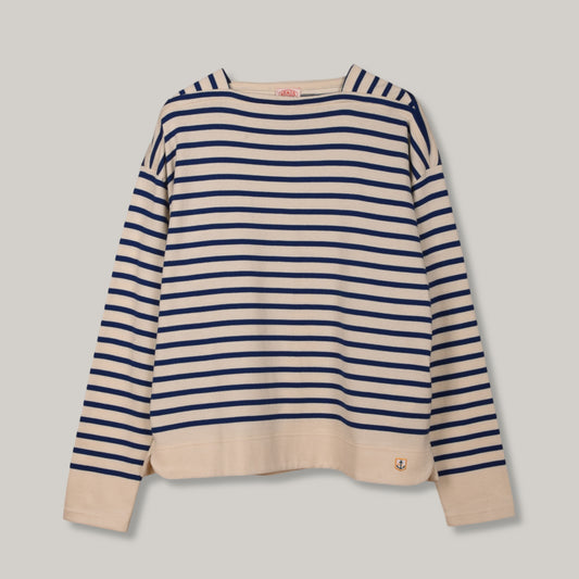 ARMOR LUX LADIES BRETON BOAT NECK SHIRT - NATURE/ SODALITE