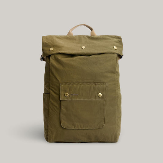 BARBOUR TRANSPORT FOLDOVER BACKPACK - DUSKY GREEN