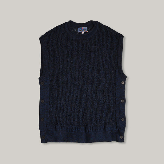 BLUE BLUE JAPAN INDIGO PAPER YARN SIDE BUTTON VEST