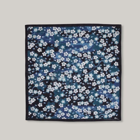 BLUE BLUE JAPAN NAGARE SAKURA BANDANA - DARK NAVY