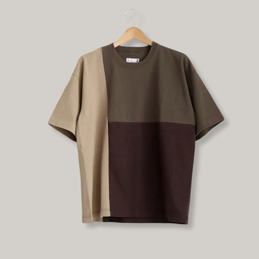 TS(S) COLOUR THREE COLOUR BLOCK T-SHIRT - BEIGE