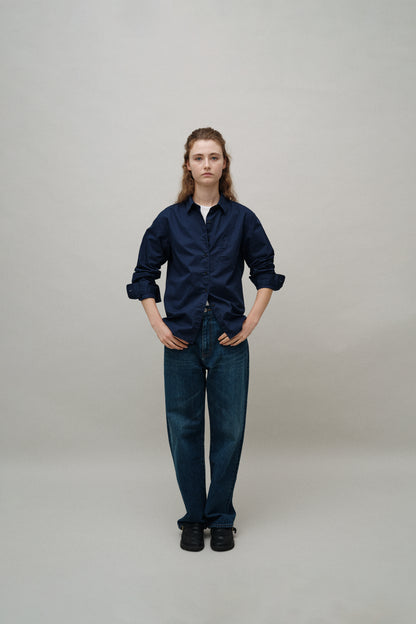 NOTHING WRITTEN CLASSIC STANDARD COTTON SHIRT - ROYAL NAVY