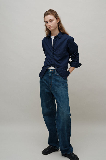 NOTHING WRITTEN CLASSIC STANDARD COTTON SHIRT - ROYAL NAVY