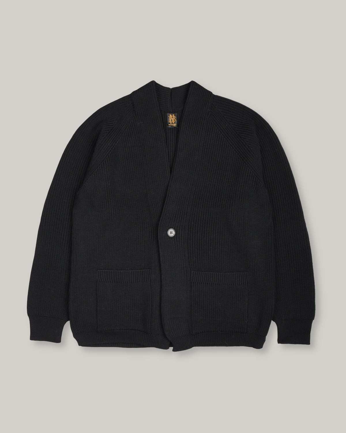 BATONER WOOL SIGNATURE SHAWL COLLAR CARDIGAN - BLACK