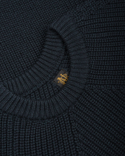 BATONER WOOL SIGNATURE CREW NECK - DARK GREEN x NAVY