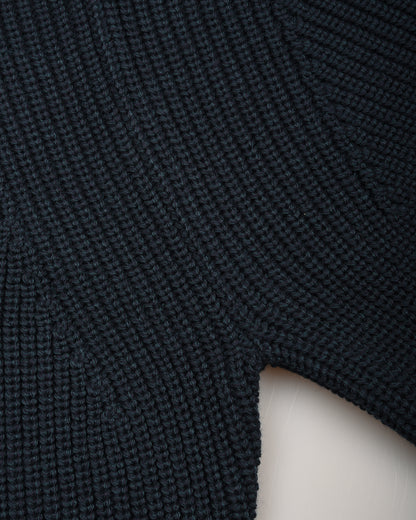 BATONER WOOL SIGNATURE CREW NECK - DARK GREEN x NAVY