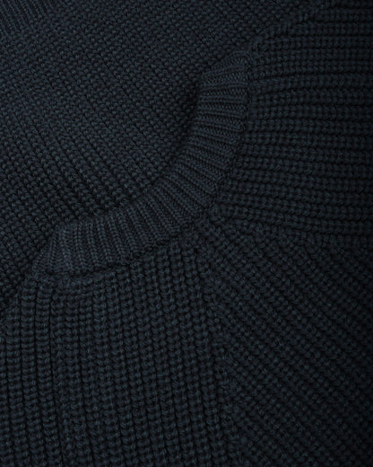 BATONER WOOL SIGNATURE CREW NECK - DARK GREEN x NAVY