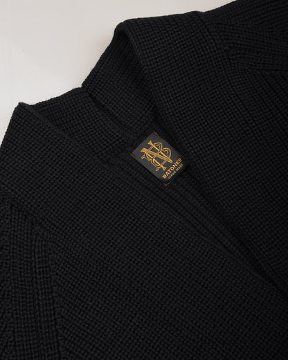 BATONER WOOL SIGNATURE SHAWL COLLAR CARDIGAN - BLACK