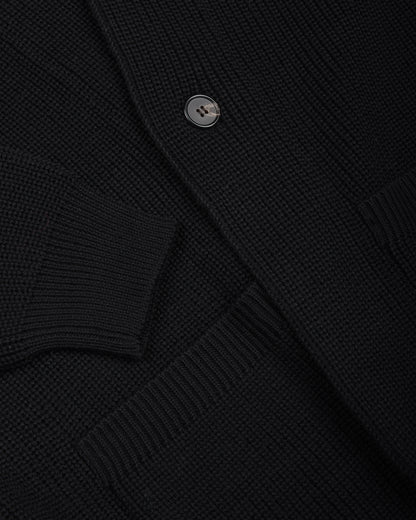 BATONER WOOL SIGNATURE SHAWL COLLAR CARDIGAN - BLACK