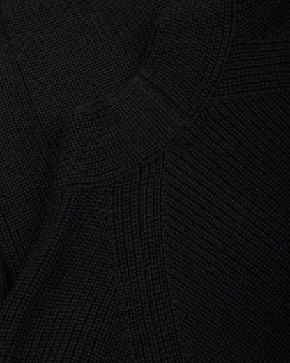BATONER WOOL SIGNATURE SHAWL COLLAR CARDIGAN - BLACK