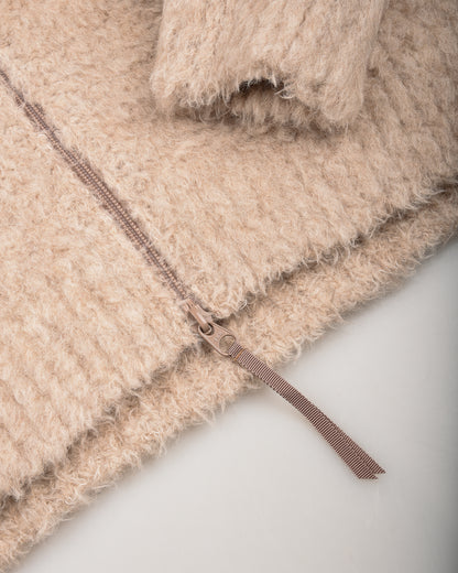 BATONER SHETLAND BOA ZIP UP BLOUSON - BEIGE
