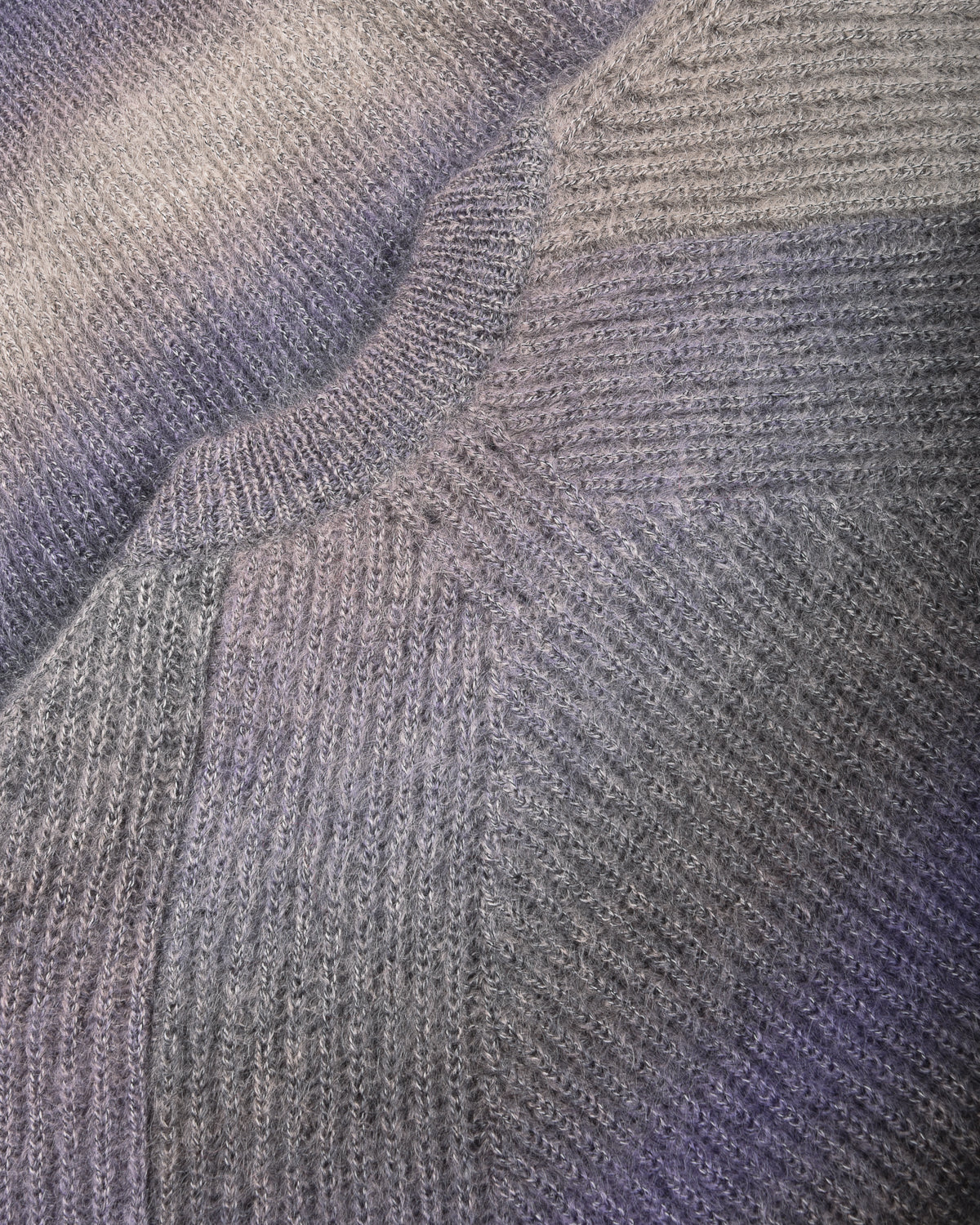 BATONER MOHAIR KASURI DYE SIGNATURE CREW NECK - PURPLE MIX