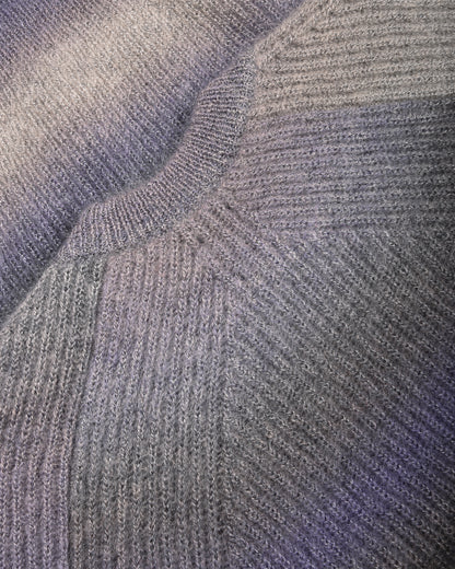 BATONER MOHAIR KASURI DYE SIGNATURE CREW NECK - PURPLE MIX