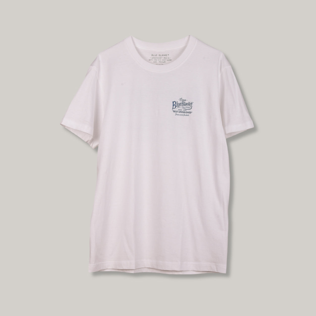 BLUE BLANKET JEANS TS9-IT78 TUBULAR LOGO T-SHIRT - WHITE