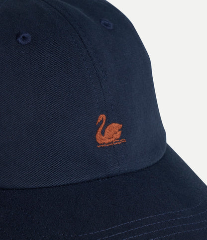 MERZ B. SCHWANEN SWAN LOGO CAP - NIGHT BLUE/ NUT