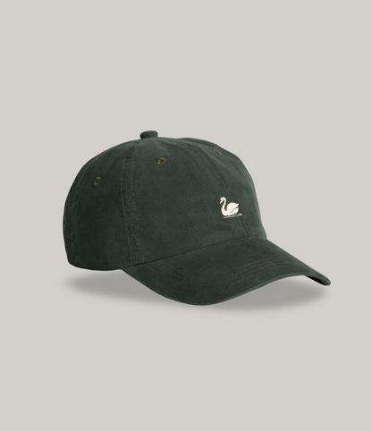 MERZ B. SCHWANEN CORDUROY SWAN LOGO CAP - FOREST