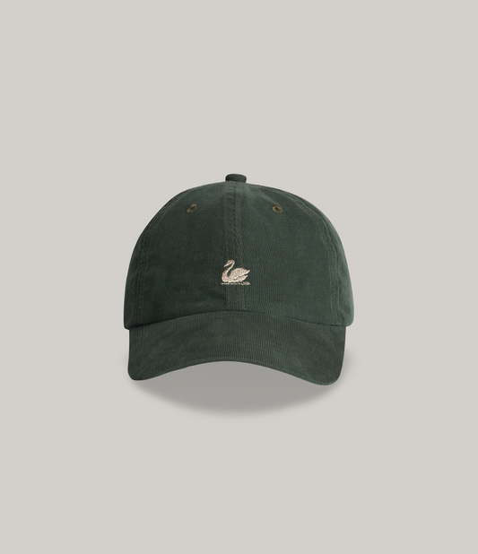 MERZ B. SCHWANEN CORDUROY SWAN LOGO CAP - FOREST