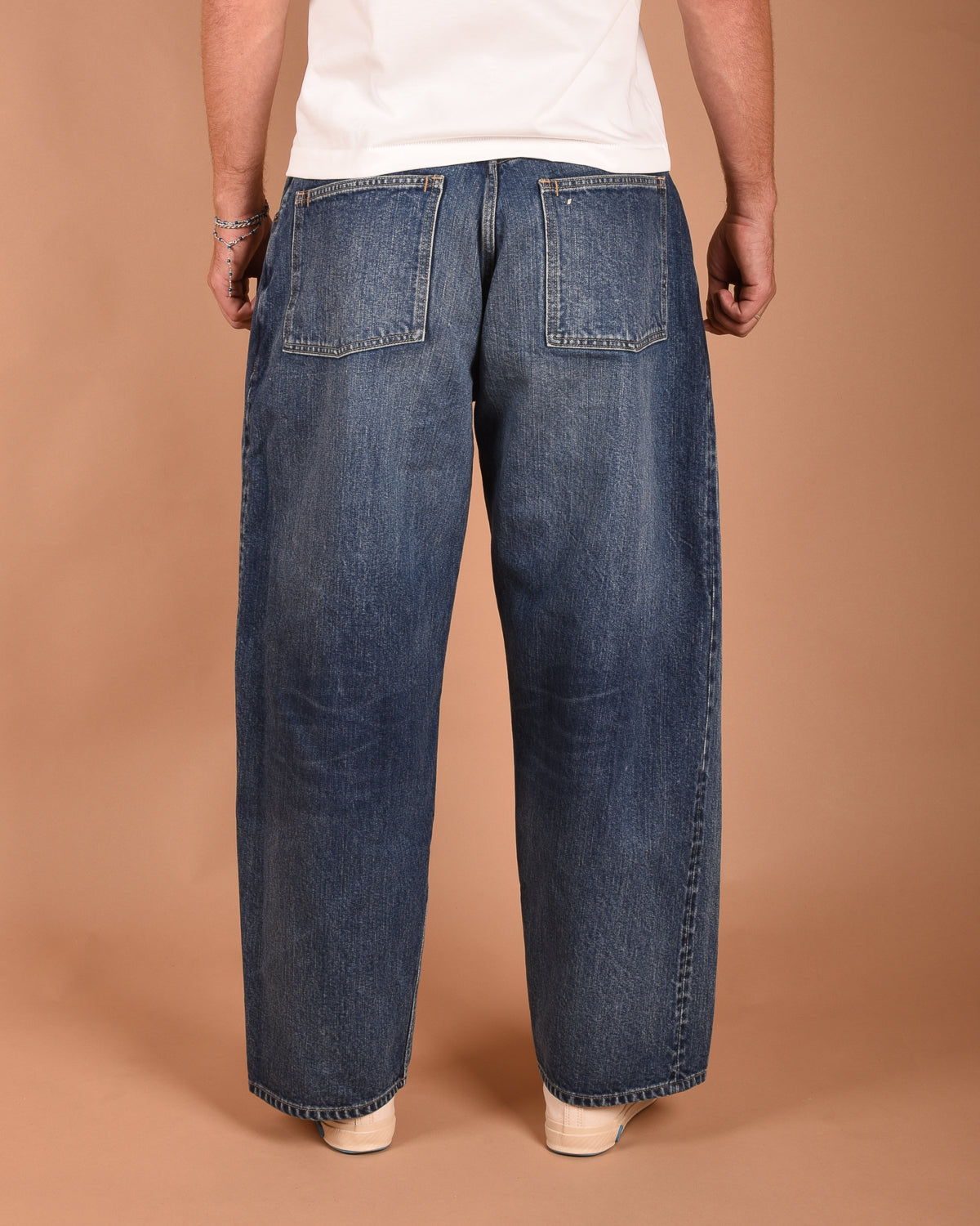 CIOTA WIDE BAGGY 5 POCKET PANTS - MEDIUM BLUE