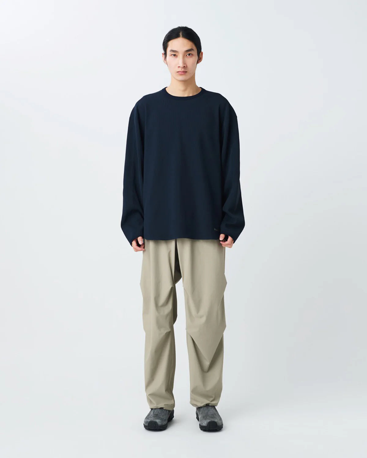SNOW PEAK DRY WAFFLE  LONG-SLEEVE T-SHIRT - DARK NAVY