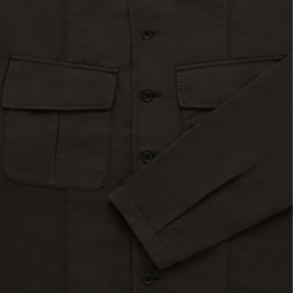 KNICKERBOCKER JUNGLE COTTON & LINEN OVERSHIRT - DARK BROWN