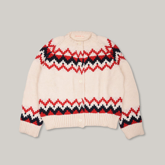 &DAUGHTER BANSHA FAIR ISLE CARDIGAN  - ECRU/ RED/ NAVY