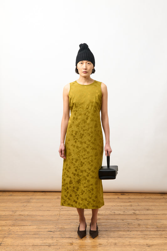 CAWLEY FLORAL JACQUARD ERIKA DRESS - GOLDEN OCHRE