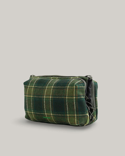 TOPOLOGIE BOTTLE SACOCHE LARGE GREEN CHECK WOOL