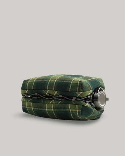TOPOLOGIE BOTTLE SACOCHE LARGE GREEN CHECK WOOL