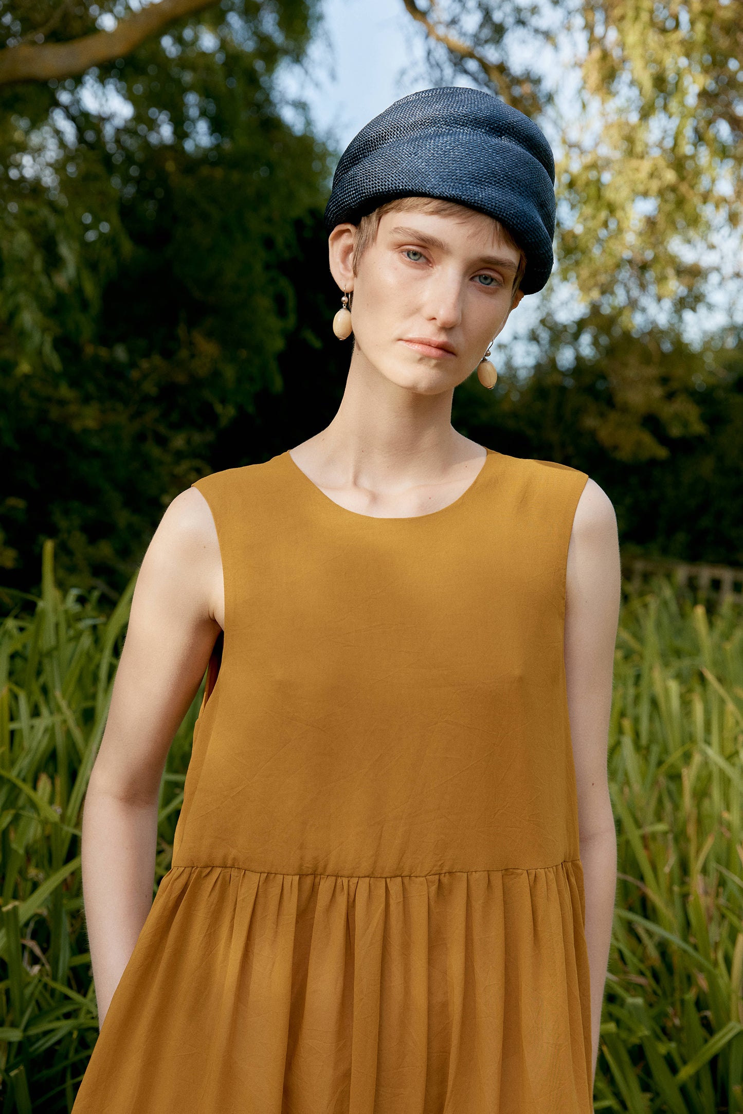 CAWLEY GENEVIEVE COTTON VIOLE DRESS - MUSTARD