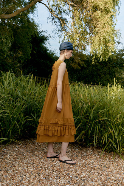 CAWLEY GENEVIEVE COTTON VIOLE DRESS - MUSTARD